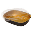 Black & Gold (48oz) Foil Entrée Pan w/ Dome Lid, 50 Pack