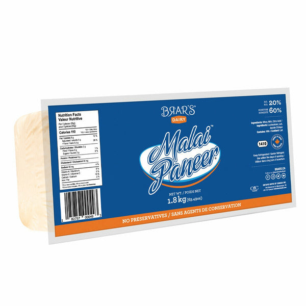 Brar’s Malai Paneer Cheese 1.8kg, 6 Count