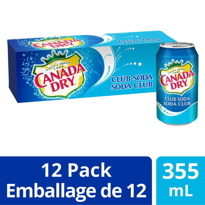 Canada Dry Club Soda Cans 355mL, 12 Count