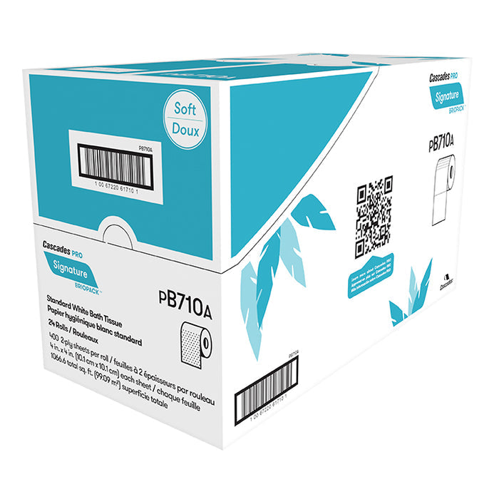 Cascades B710 Soft & Strong Bath Tissue (2-Ply, 4 x 4in, 400 Sheets), 24 Rolls