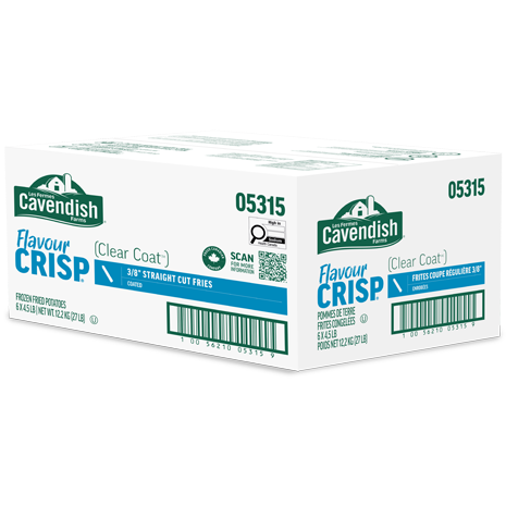 Cavendish Frz Fries 3/8in (Straight Cut, Clear Coat), 27lb/12.2kg