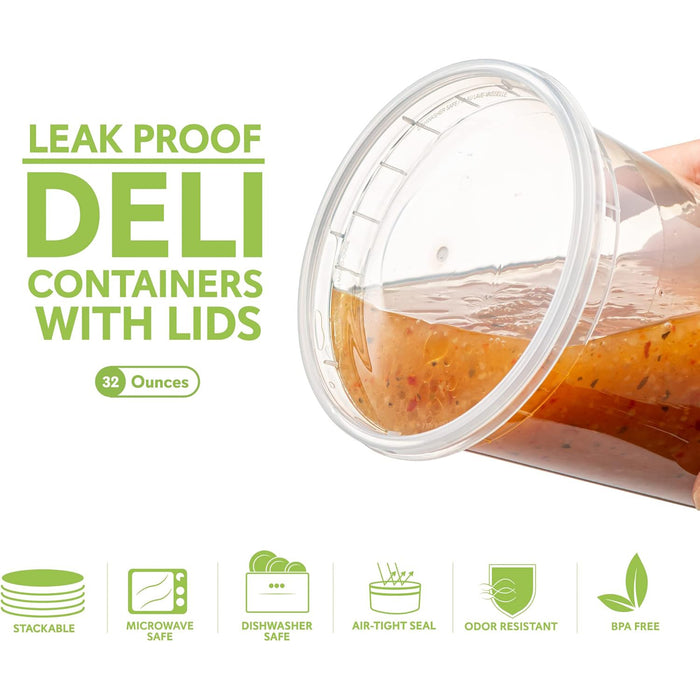 Deli PP Container & Lid (32oz, Heavy), 240 Count