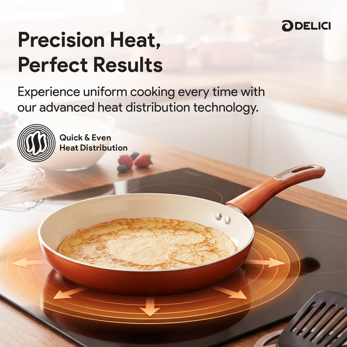 Delici 8-Piece Ceramic Nonstick Cookware Set NCC8CU | Made in India