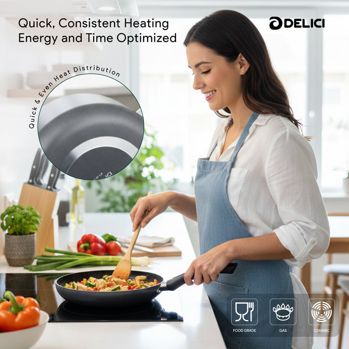 Delici 8-Piece Nonstick Cookware Set NCS8-G | PFOA-Free Aluminium Cookware