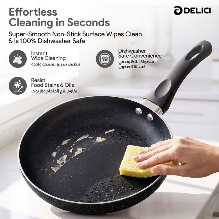 Delici Aluminium Fry Pan 28CM | Granite Gray Non-Stick | AFP28GE