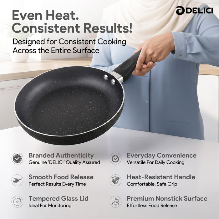 Delici Aluminium Fry Pan 28CM | Granite Gray Non-Stick | AFP28GE