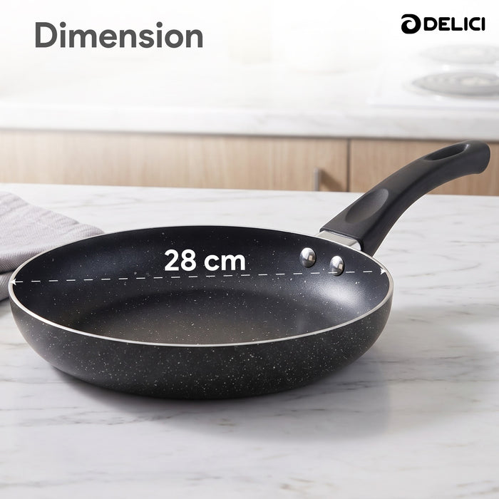 Delici Aluminium Fry Pan 28CM | Granite Gray Non-Stick | AFP28GE