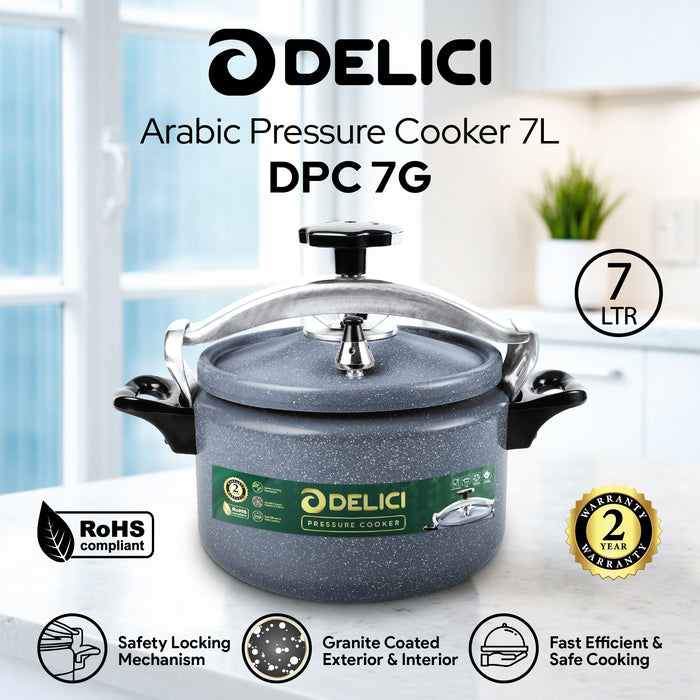 Delici Aluminium Granite Pressure Cooker 7Ltr Gray (DPC 7G)
