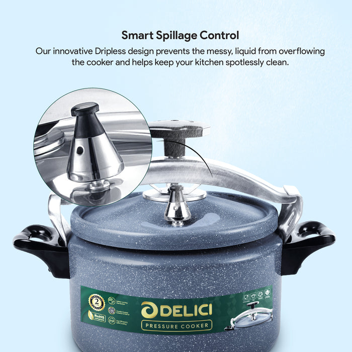 Delici Aluminium Granite Pressure Cooker 7Ltr Gray (DPC 7G)
