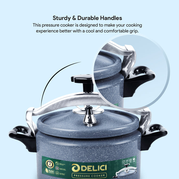 Delici Aluminium Granite Pressure Cooker 7Ltr Gray (DPC 7G)