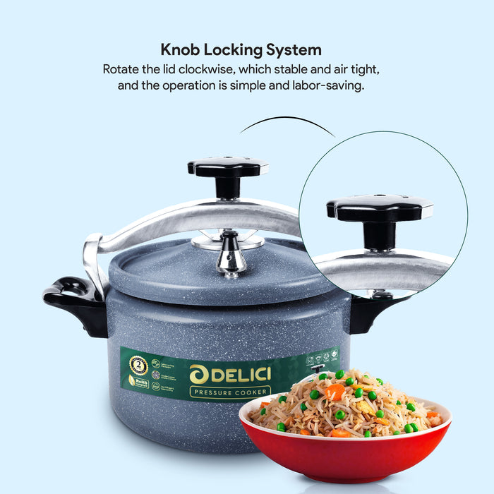 Delici Aluminium Granite Pressure Cooker 7Ltr Gray (DPC 7G)