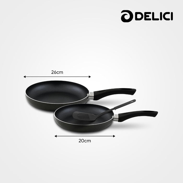 Delici Aluminium Non-Stick Fry Pan Combo Set 26CM + 20CM + Spatula | AFP2620