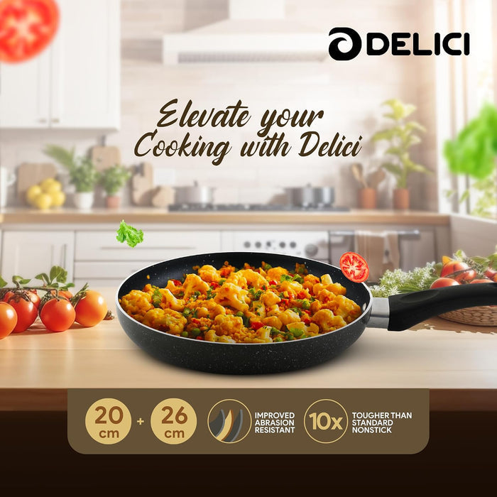 Delici Aluminium Non-Stick Fry Pan Combo Set 26CM + 20CM + Spatula | AFP2620