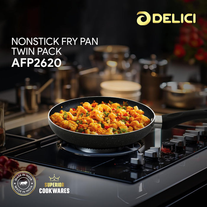 Delici Aluminium Non-Stick Fry Pan Combo Set 26CM + 20CM + Spatula | AFP2620