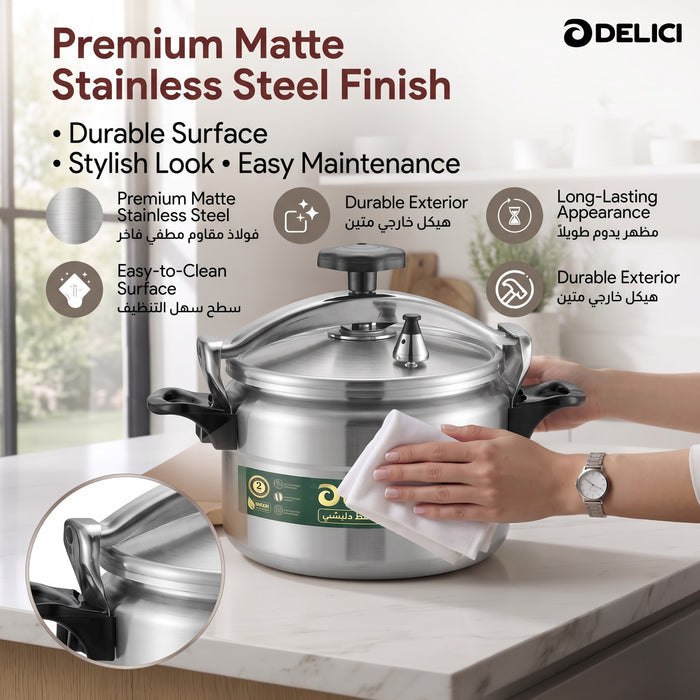 Delici Aluminium Pressure Cooker 11 Litre | Pressure Regulator | Safety Lock | 2-Year Warranty | DPC11A