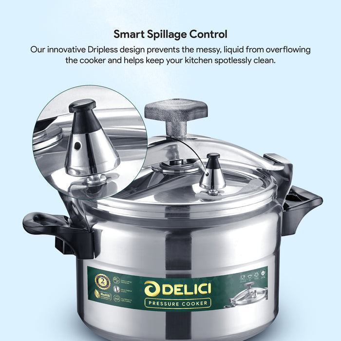 Delici Aluminium Pressure Cooker 5 Litre | Safety Lock | 2-Year Warranty | DPC5A