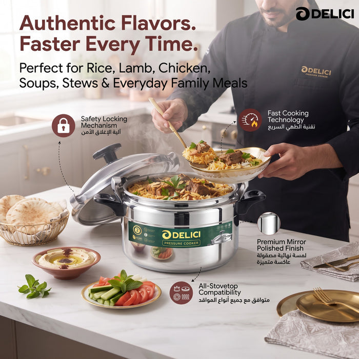 Delici Aluminium Pressure Cooker 7 Litre | Pressure Regulator | Safety Lock | 2-Year Warranty | DPC7A