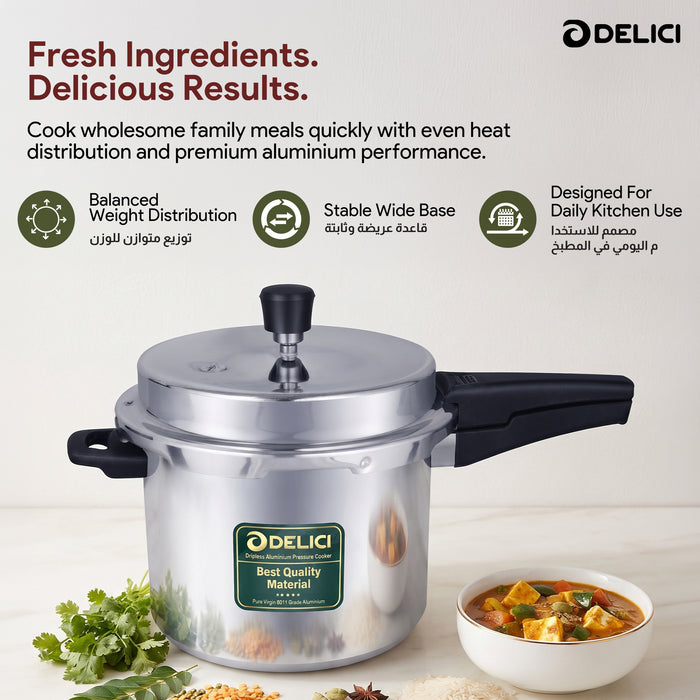 Delici Dripless NIB Pressure Cooker 3 Litre | Induction Base | Lead-Free Valve | ADPC3E