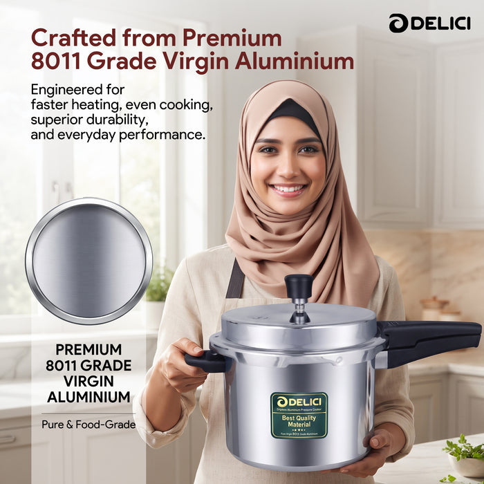 Delici Dripless NIB Pressure Cooker 3 Litre | Induction Base | Lead-Free Valve | ADPC3E