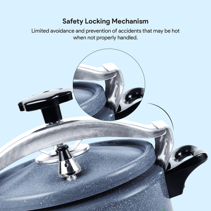 Delici Granite Aluminium Pressure Cooker 5 Litre | Gray | Safety Lock | 2-Year Warranty | DPC5G