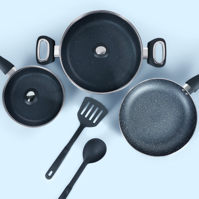 Delici Hammertone Non-Stick Cookware Set 7-Piece | 10X Tougher | PFOA-Free | ACS7HE