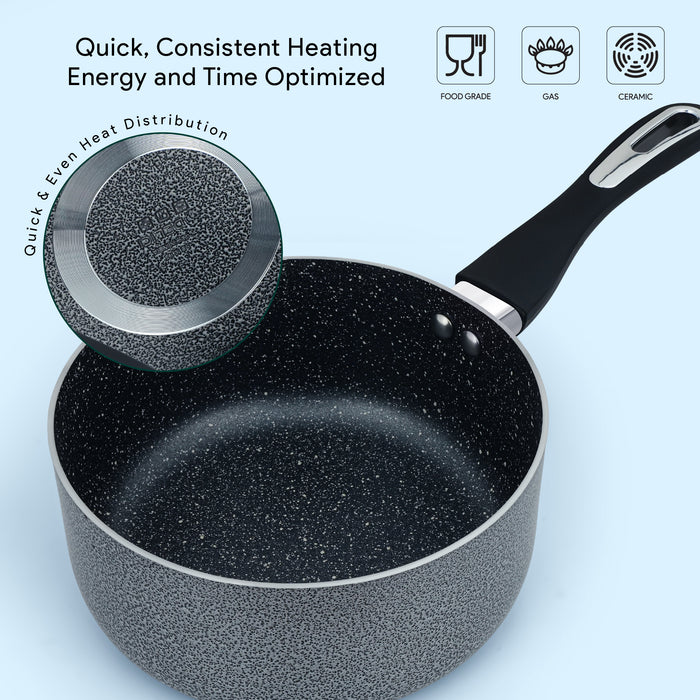Delici Hammertone Non-Stick Cookware Set 7-Piece | 10X Tougher | PFOA-Free | ACS7HE