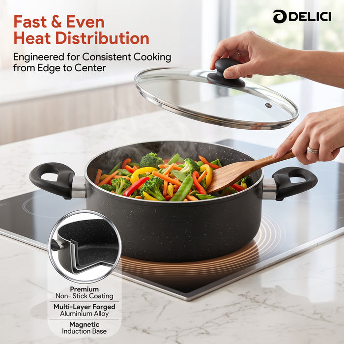 Delici Non-Stick Sauce Pan 30CM (ASP30GE) – Granite Gray | PFOA Free
