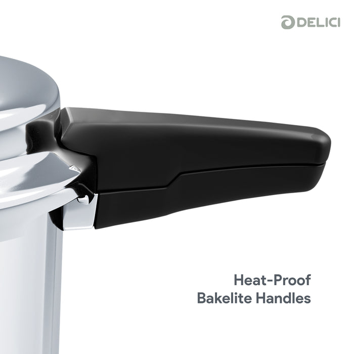 Delici Stainless Steel Pressure Cooker 3 Litre | Induction Base | Spring Safety Valve | SPC3E
