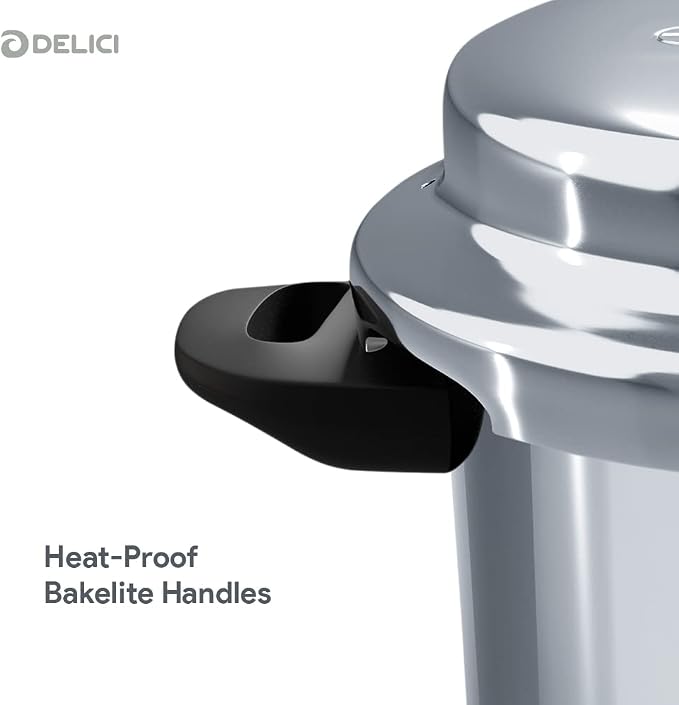 Delici Stainless Steel Pressure Cooker 5 Litre | Induction Base | Spring Safety Valve | SPC5E