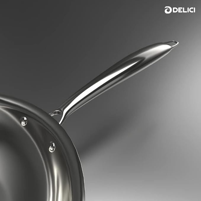Delici Tri-Ply Stainless Steel Fry Pan 26CM | 304 Grade SS | Induction & Oven Safe | DTFP26