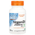 Doctor's Best Vegan D3 supplement in 60 veggie caps, showing the bottle and label with vitamin D3 content.