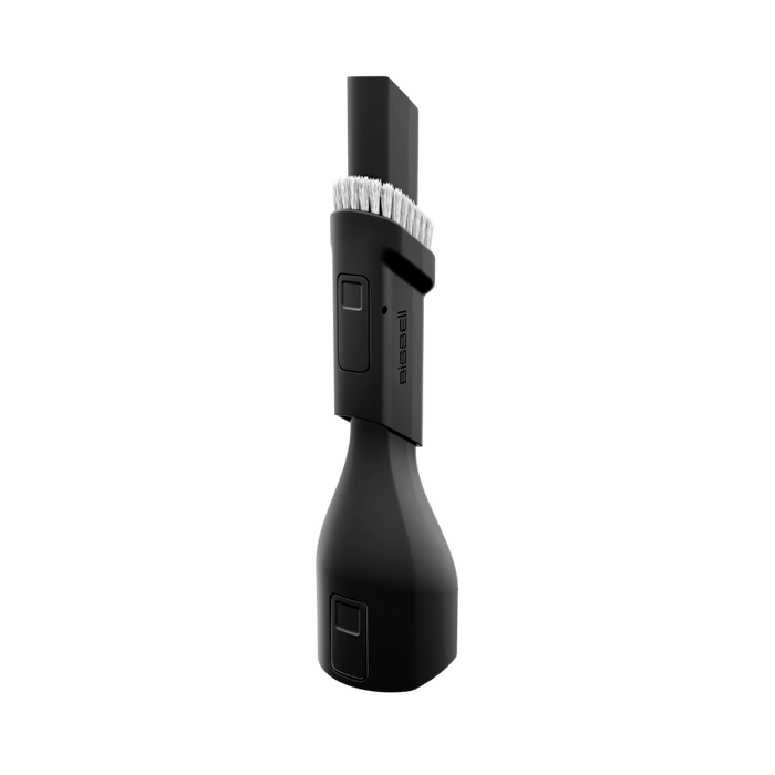 Black handheld cleaning brush with bristle head