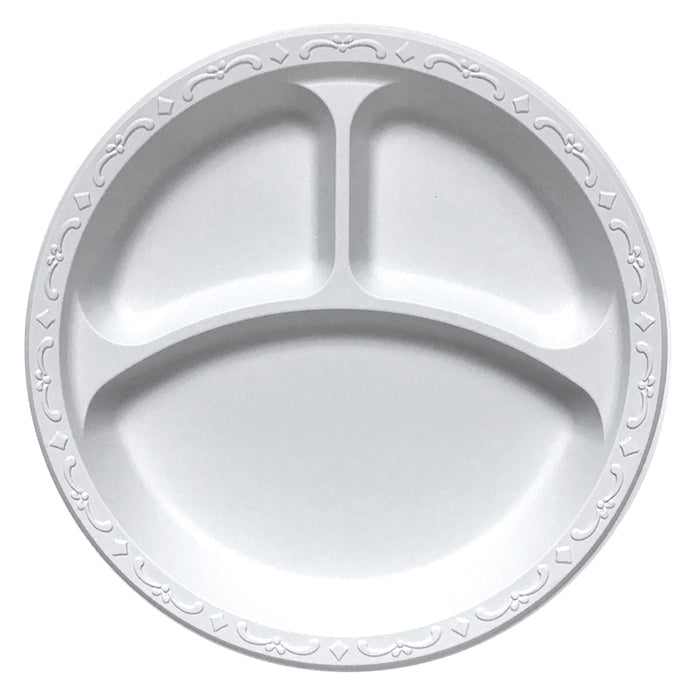 Ecopax  Plastic Round Plate (10.25in, 3-Comp), 400 Count