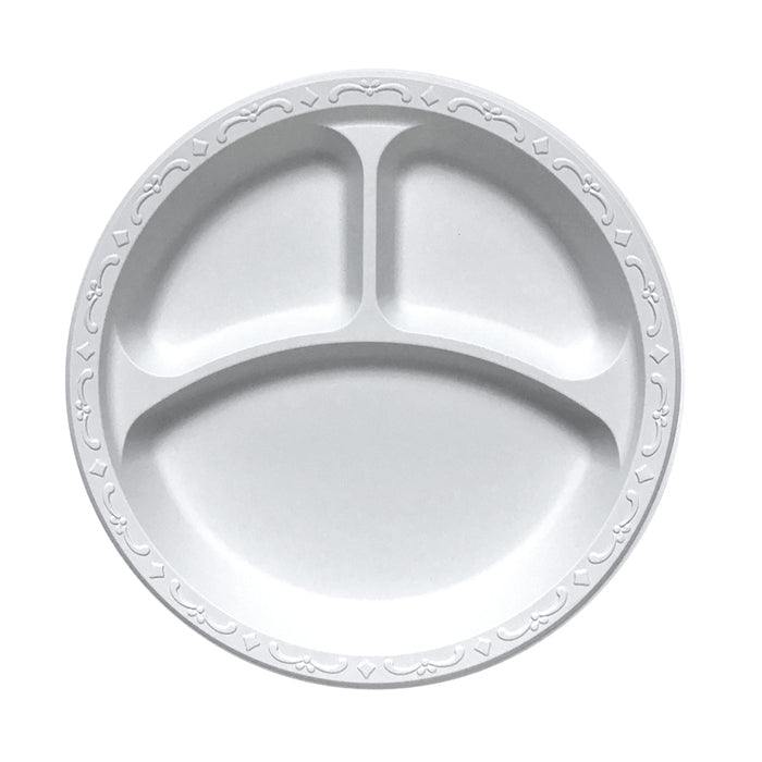 Ecopax  Plastic Round Plate (9in, 3-Comp), 400 Count