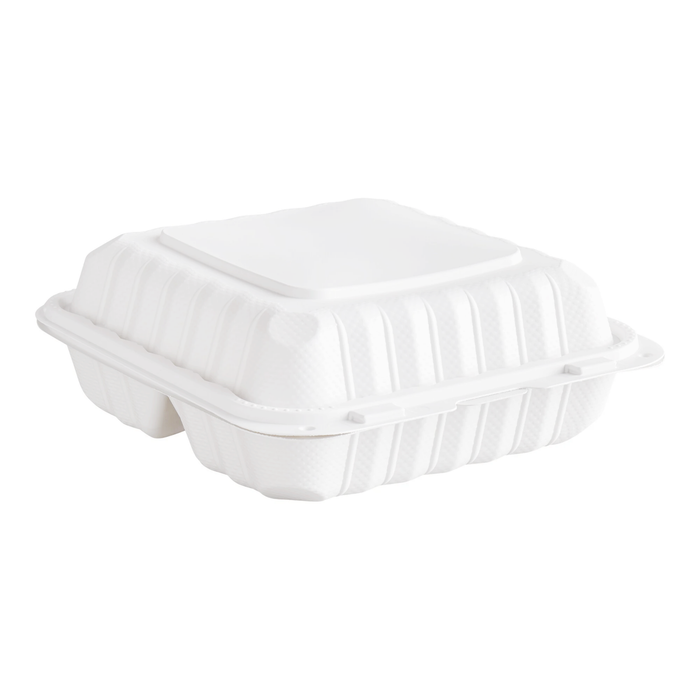 Ecopax PP883 Hinged Container (8 x 8 x 3in, 3-Comp), 150 Count