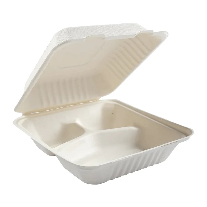 Fiber-83 Hinged Medium  (8 x 8.7 x 3in, 3-Comp), 200 Count