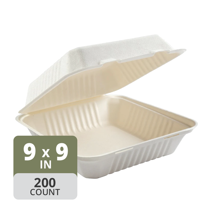 Fiber-91 Hinged Large (9 x 9 x 3in, 1-Comp), 200 Count