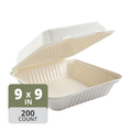 Fiber-91 Hinged Large (9 x 9 x 3in, 1-Comp), 200 Count