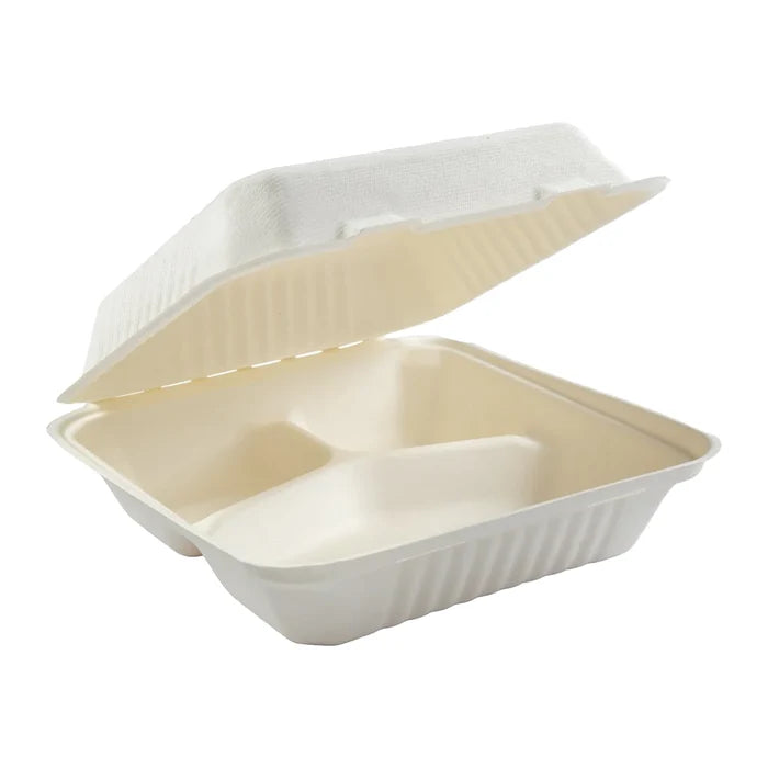 Fiber-93 Hinged Large (9 x 9 x 3in, 3-Comp), 200 Count