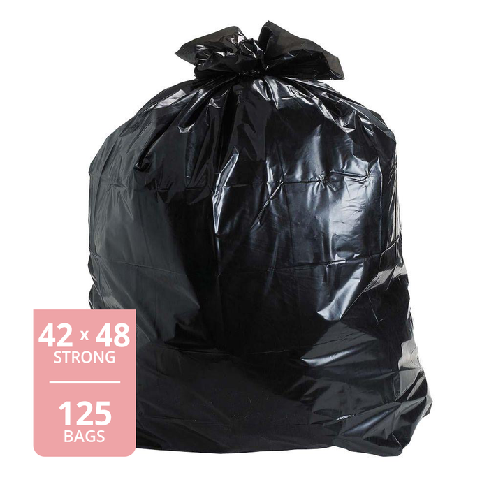 Garbage Bag Black (Strong, 42in x 48in), 125 Count