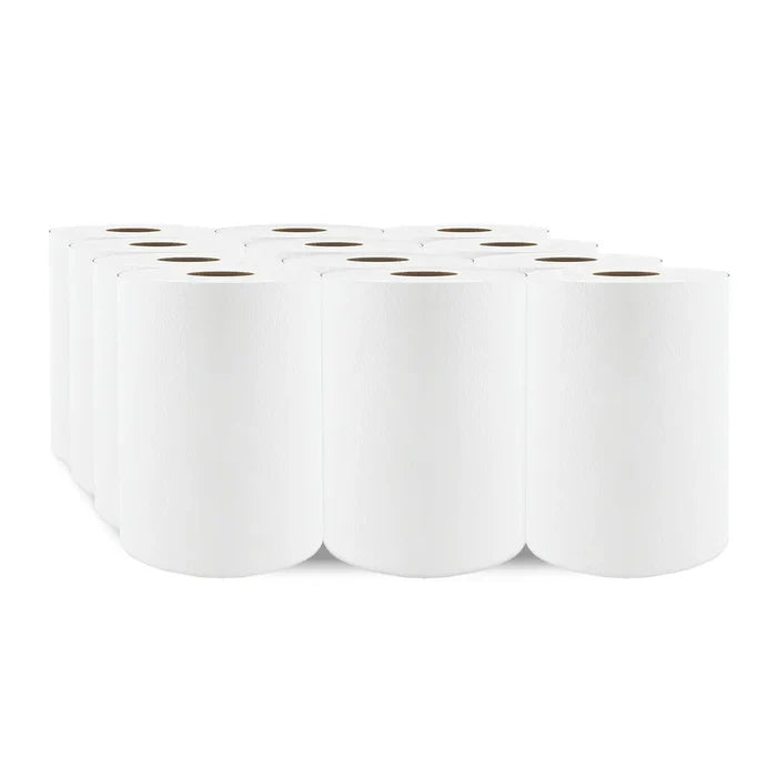 H030 Roll Paper Towel (1-Ply, White, 350ft), 12 Rolls