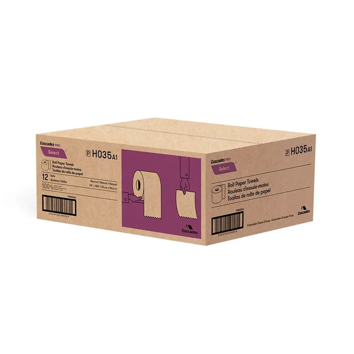 H035 Roll Paper Towel (1-Ply, Natural, 350ft), 12 Rolls