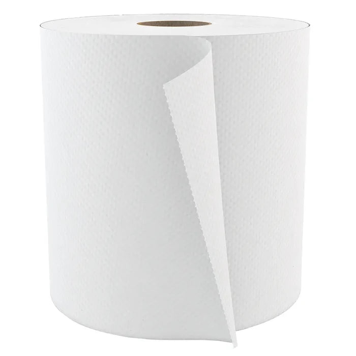 H080 Roll Paper Towel (1-Ply, White, 800ft), 6 Rolls