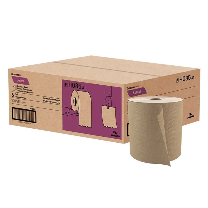 H085 Roll Paper Towel (1-Ply, Natural, 800ft), 6 Rolls