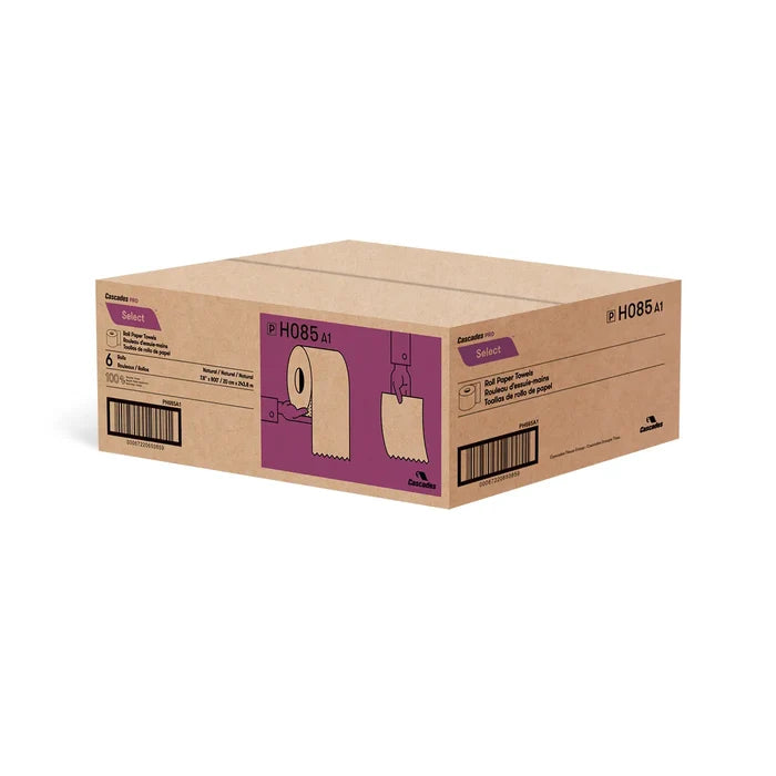 H085 Roll Paper Towel (1-Ply, Natural, 800ft), 6 Rolls