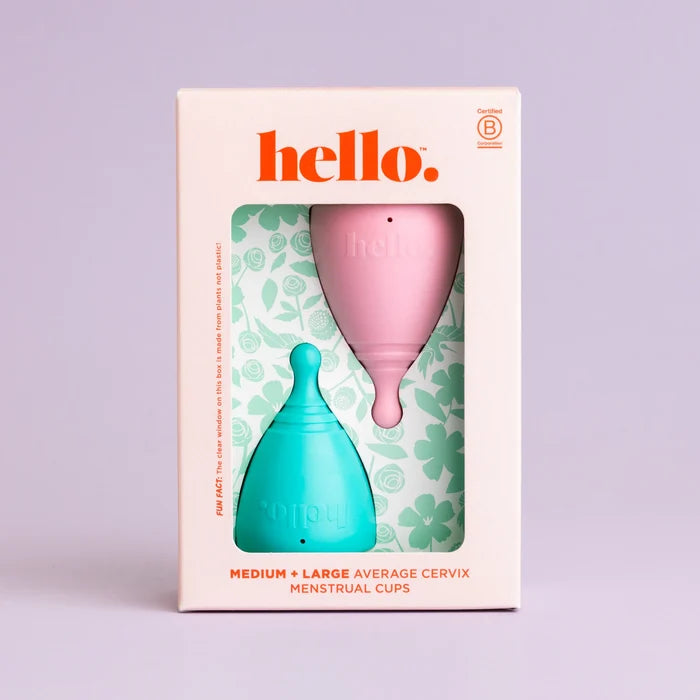 Hello Menstrual Cup Double Box - Medium Cervix - Medium Blue + Large Blush
