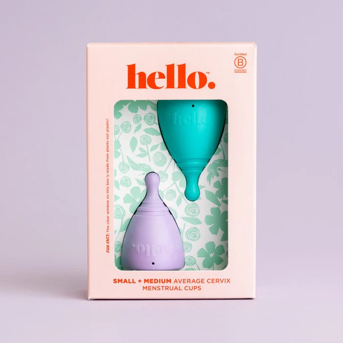 Hello Menstrual Cup Double Box - Medium Cervix - Small Lilac + Medium Blue