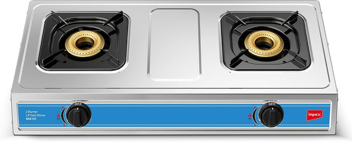 Impex 2 Burner LP Gas Stove Stainless Steel Heavy(IGS 121)