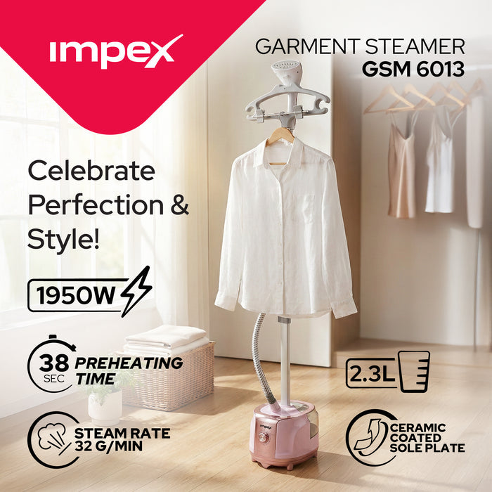 Impex GSM-6013 Garment Steamer – 1950W Fast Heat, 70-Min Continuous Steam