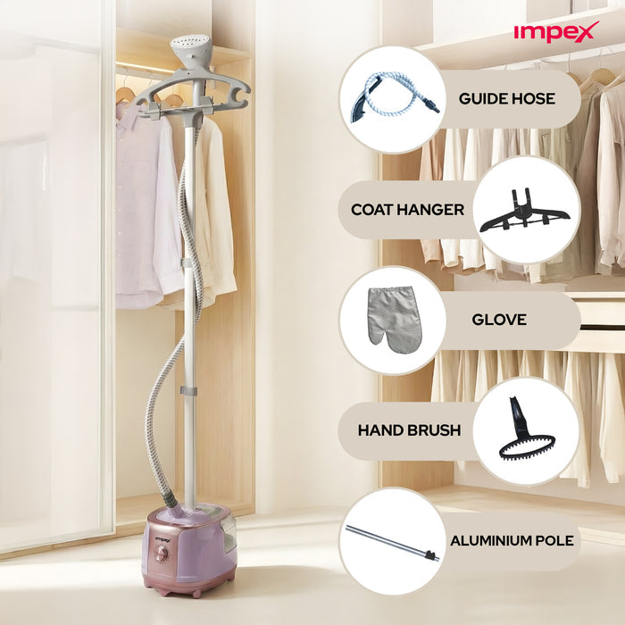 Impex GSM-6013 Garment Steamer – 1950W Fast Heat, 70-Min Continuous Steam